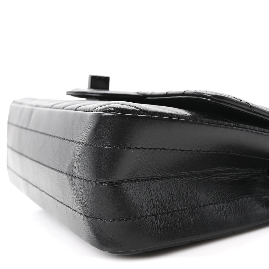Aged Calfskin Chevron Quilted 2.55 Reissue Mini Flap So Black