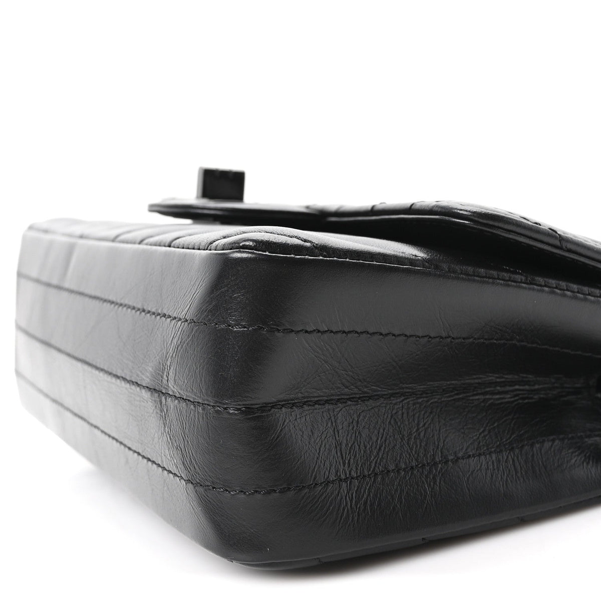 Aged Calfskin Chevron Quilted 2.55 Reissue Mini Flap So Black