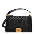 Calfskin Medium Boy Logo Top Handle Flap Black Black