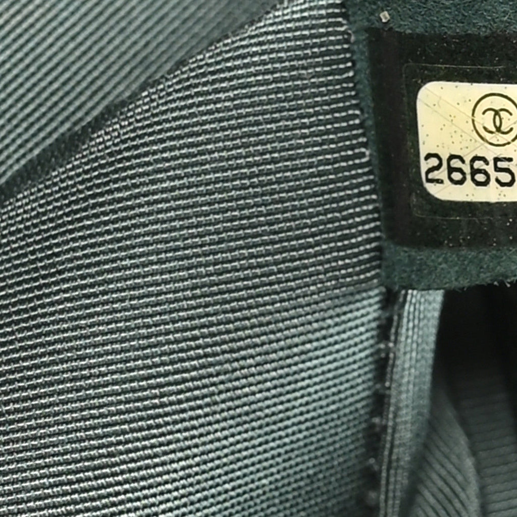 Caviar Chevron Quilted Medium Boy Flap Dark Green