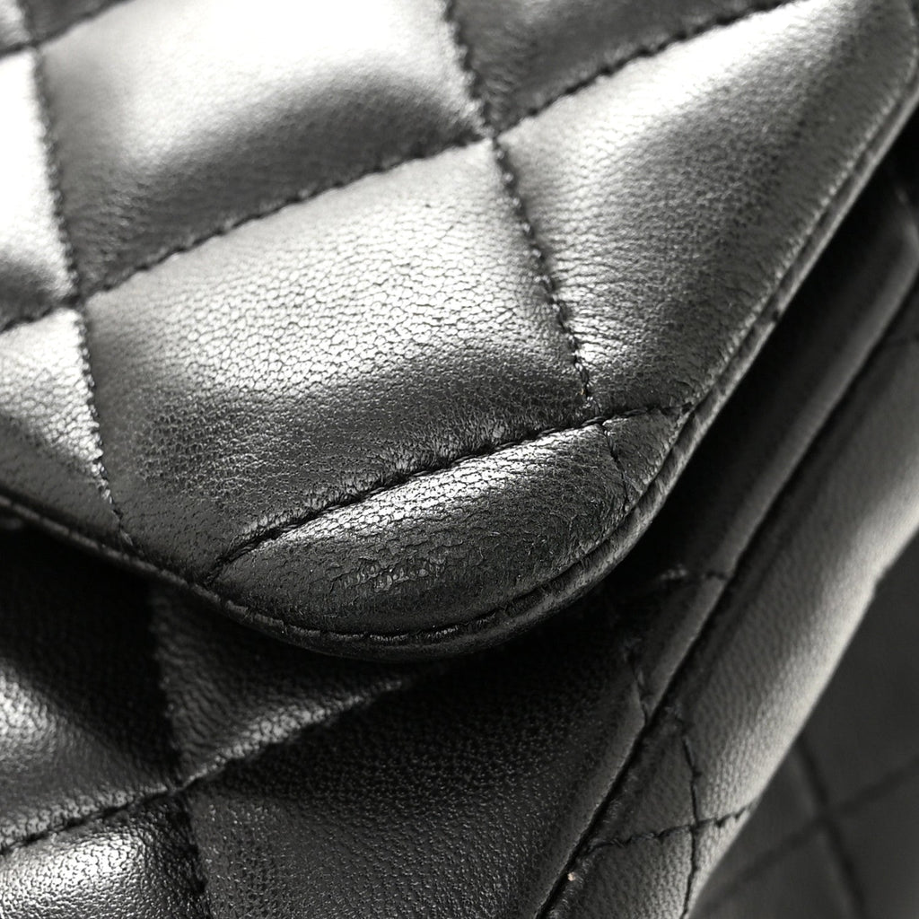 Lambskin Quilted Maxi Double Flap Black