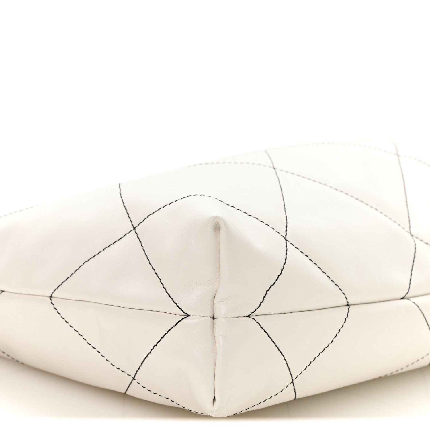 Shiny Calfskin Quilted Small Chanel 22 White Black