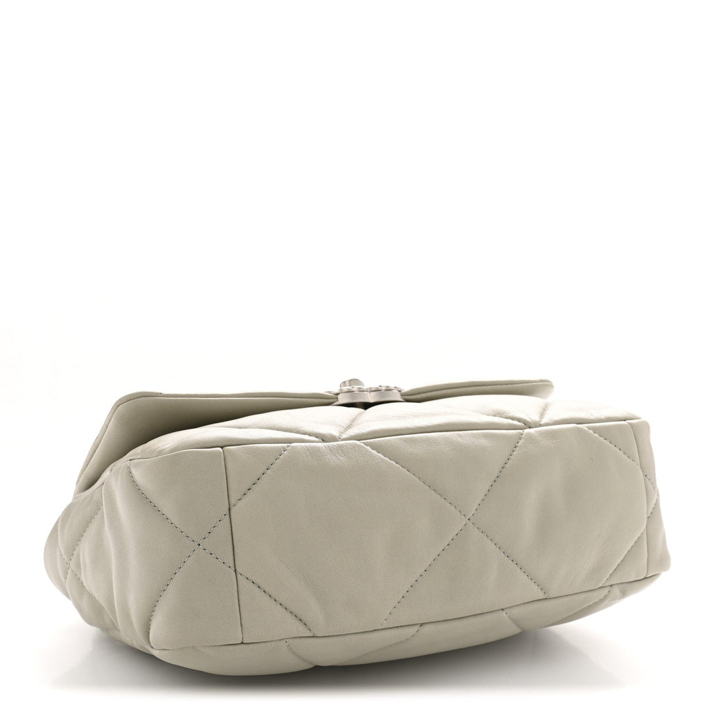 Lambskin Quilted Medium Chanel 19 Flap Light Grey