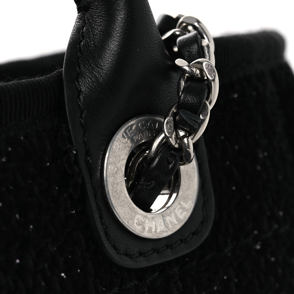 Lurex Canvas Mini Deauville Tote Black