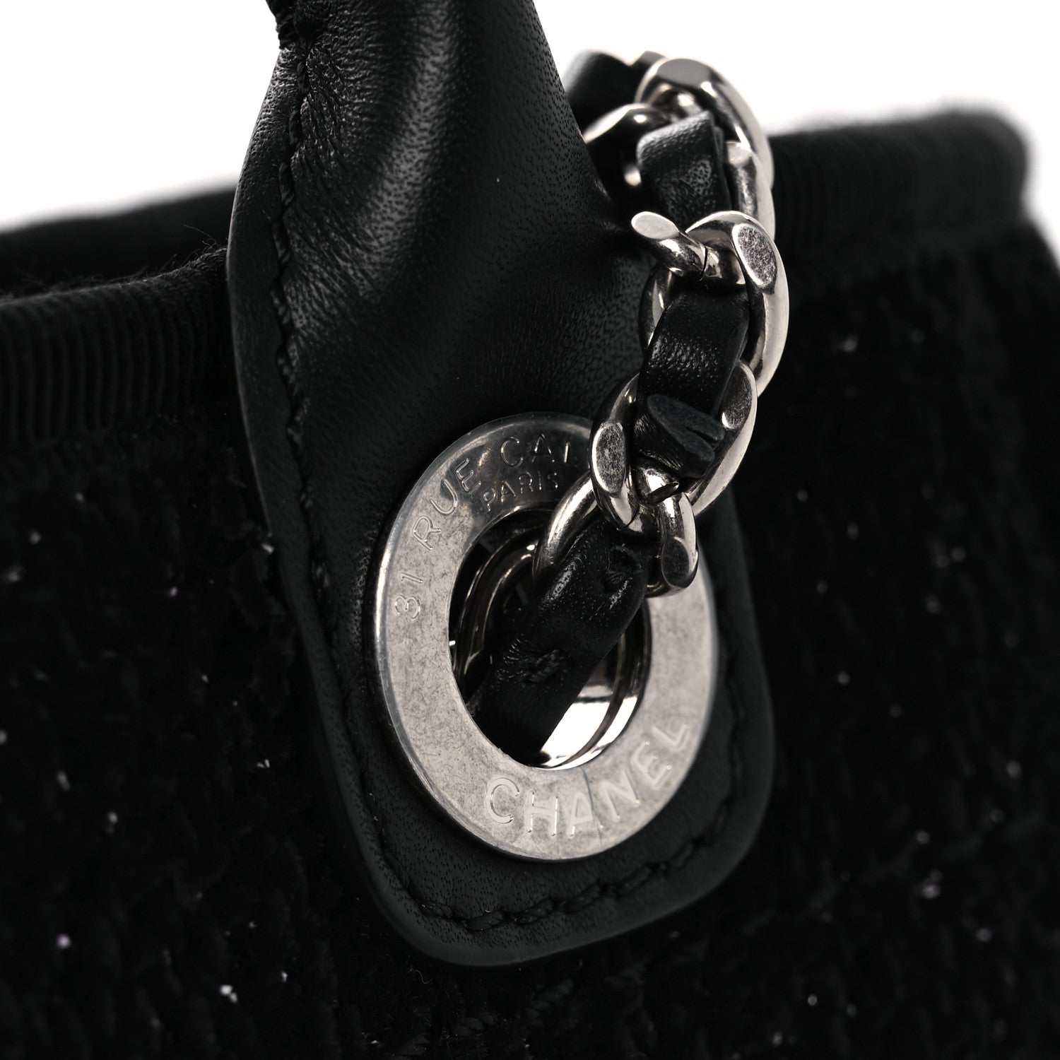 Lurex Canvas Mini Deauville Tote Black