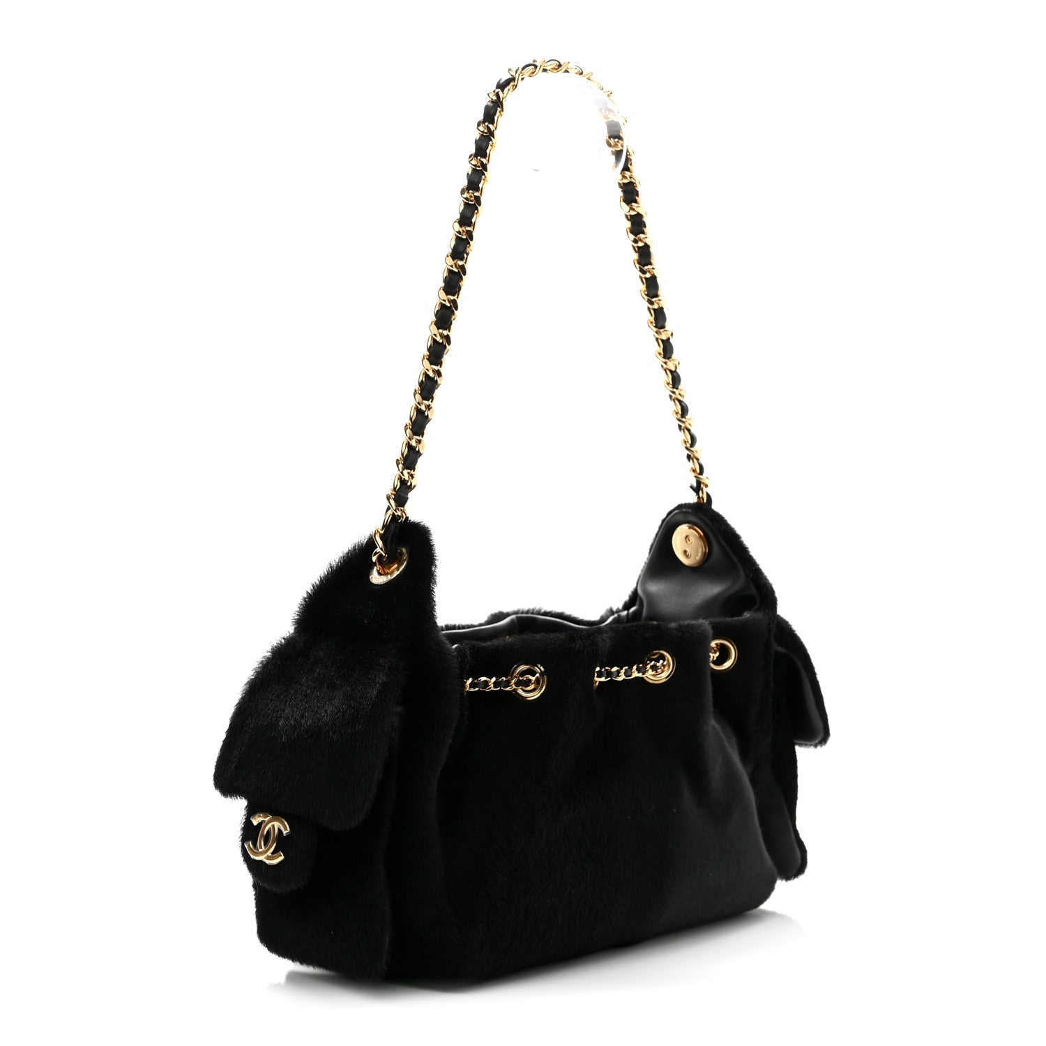 Pony Hair Mini Chanel 25 Handbag Black