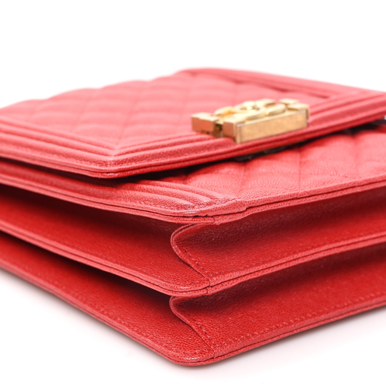 Caviar Quilted North South Boy Flap Red