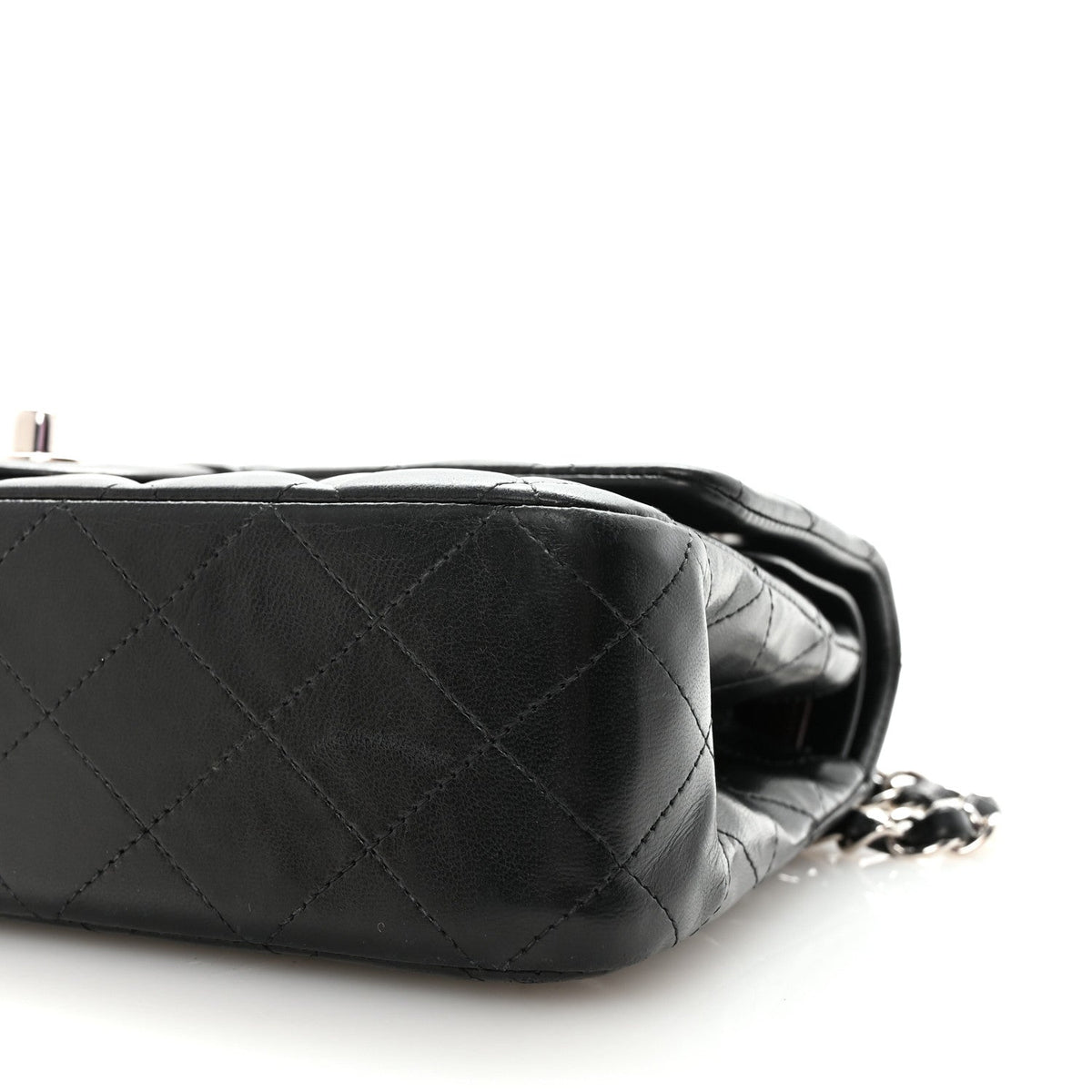 Lambskin Quilted Medium Double Flap Black