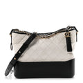 Aged Calfskin Quilted Medium Gabrielle Hobo Black White
