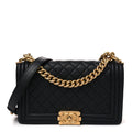 Caviar Quilted Medium Boy Flap Black