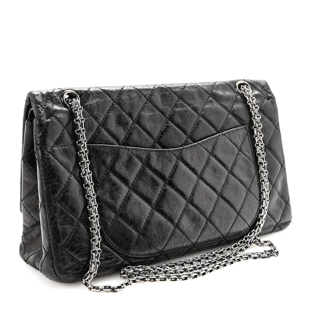Aged Calfskin Quilted 2.55 Reissue 227 Flap Black