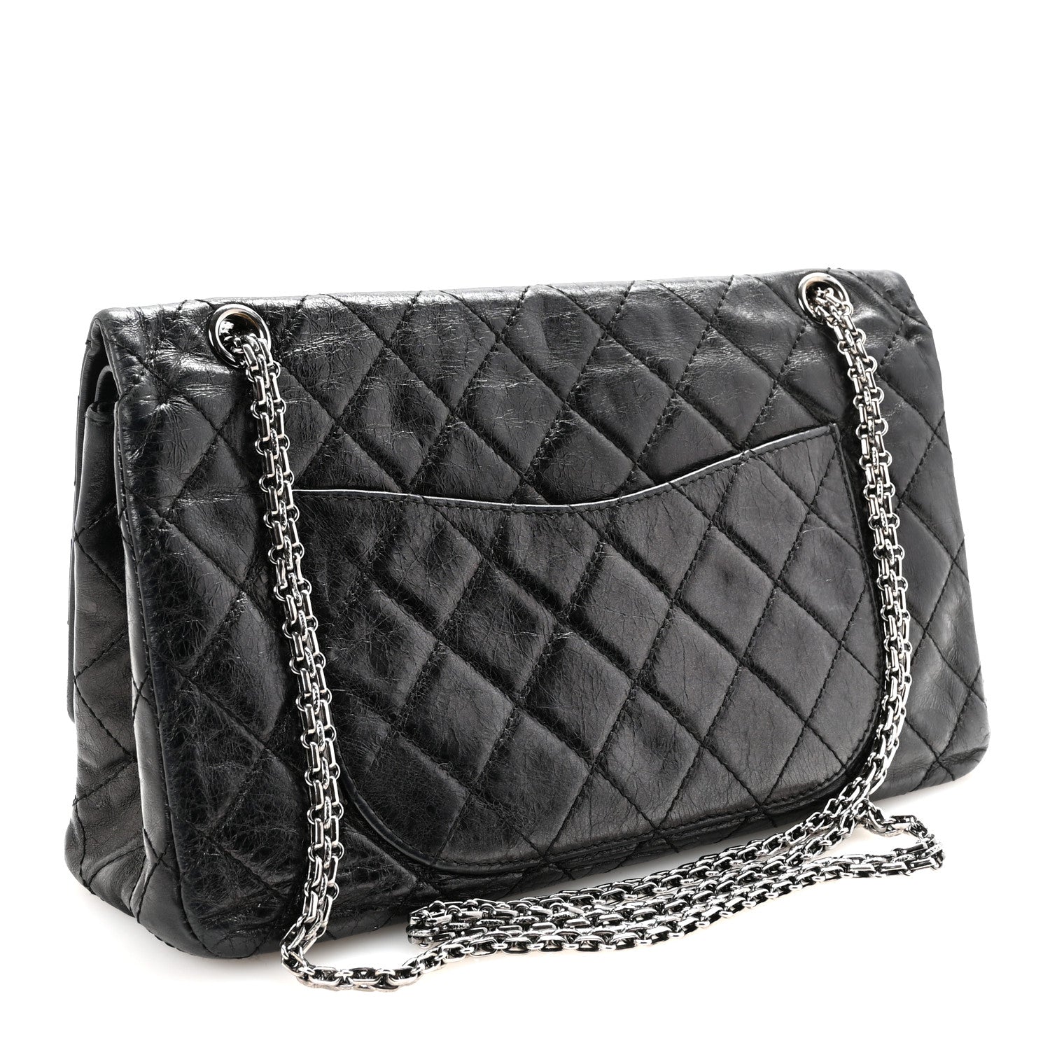 Aged Calfskin Quilted 2.55 Reissue 227 Flap Black