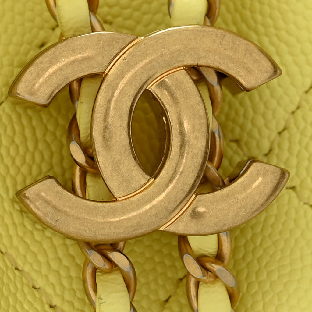 Caviar Quilted Small Chanel 25 Handbag Light Yellow
