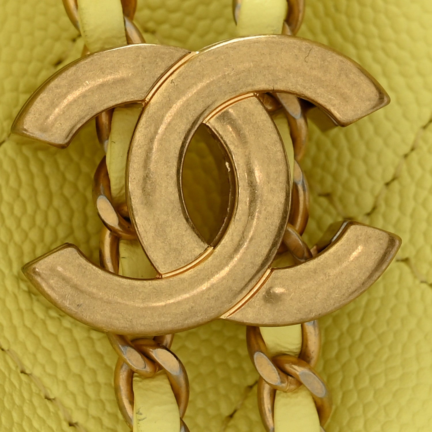 Caviar Quilted Small Chanel 25 Handbag Light Yellow