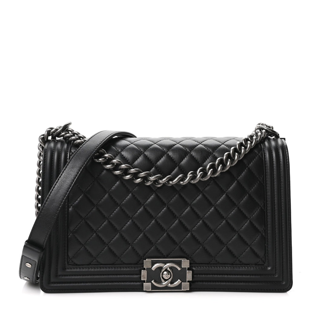 Calfskin Quilted New Medium Boy Flap Black
