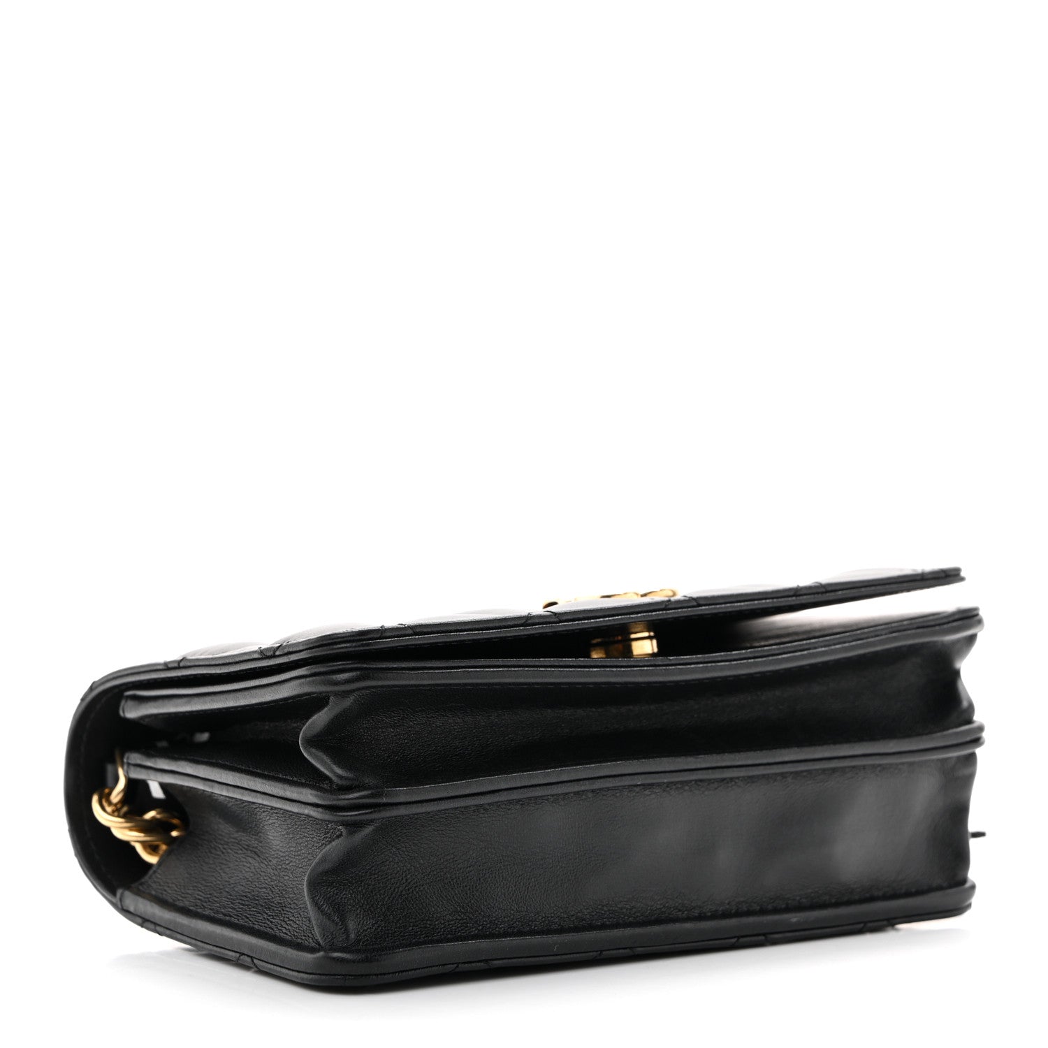Lambskin Resin Quilted Mini Wallet On Chain WOC Black