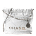 Metallic Lambskin Quilted Mini Chanel 22 Silvery