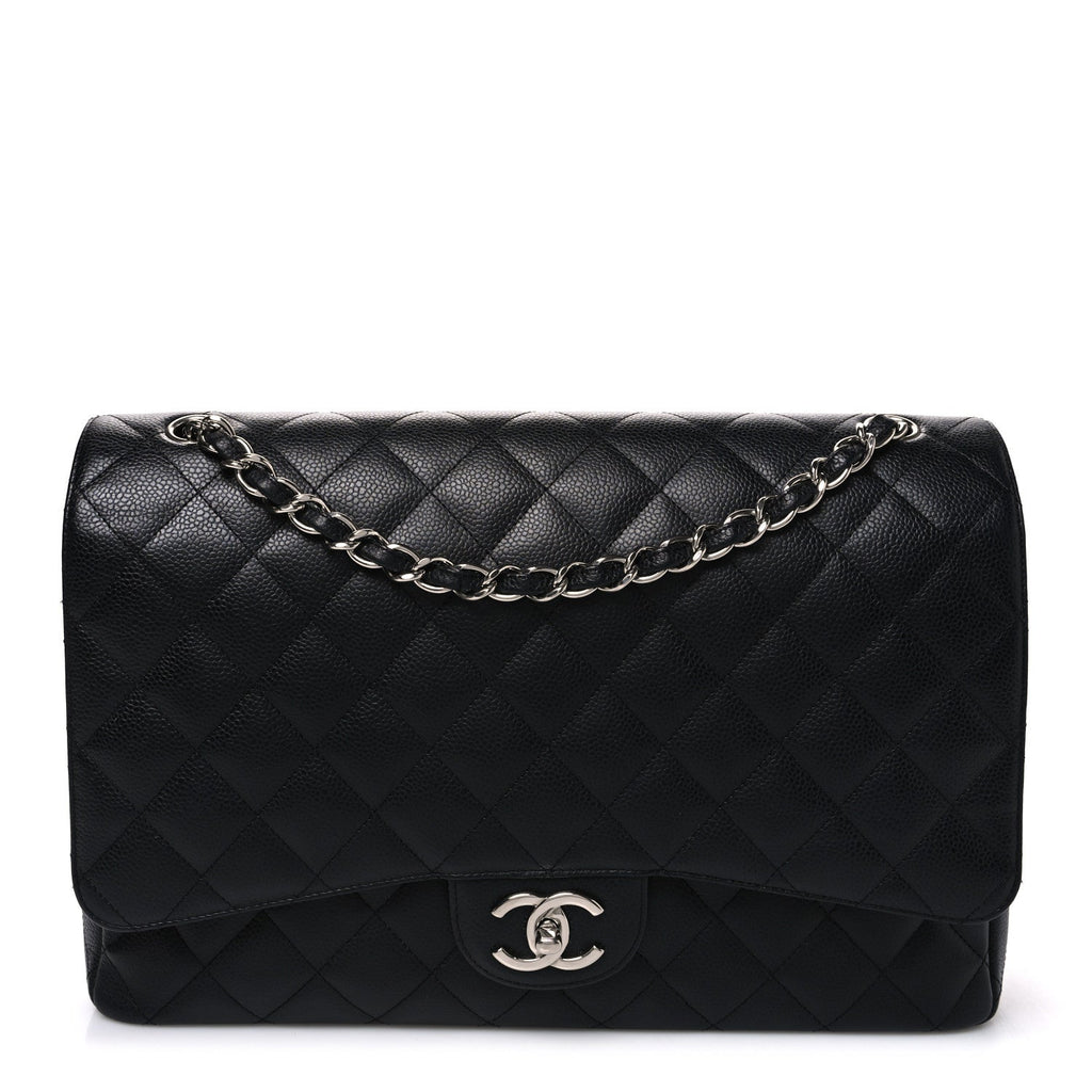 Caviar Quilted Maxi Double Flap Black