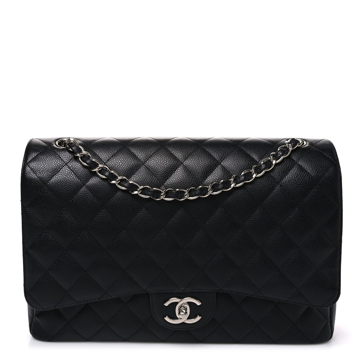 Caviar Quilted Maxi Double Flap Black