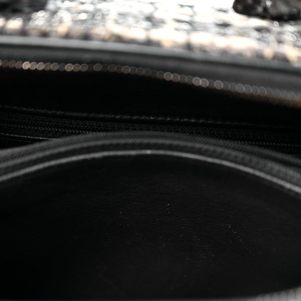 Tweed Snakeskin Quilted Medium CC Filigree Vanity Case Dark Navy