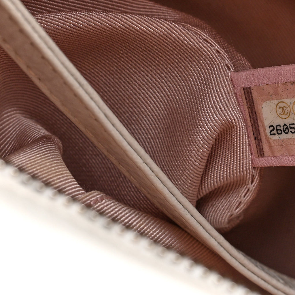 Patent Goatskin Quilted Medium Gabrielle Hobo White