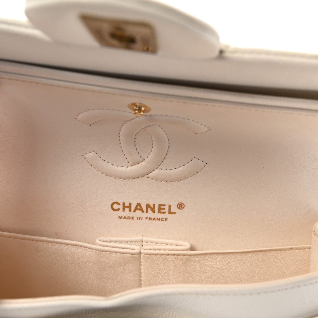 Caviar Quilted Small Double Flap White