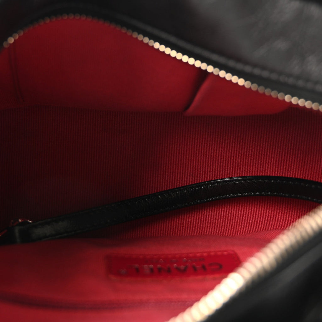 Aged Calfskin Quilted Small Gabrielle Hobo Black
