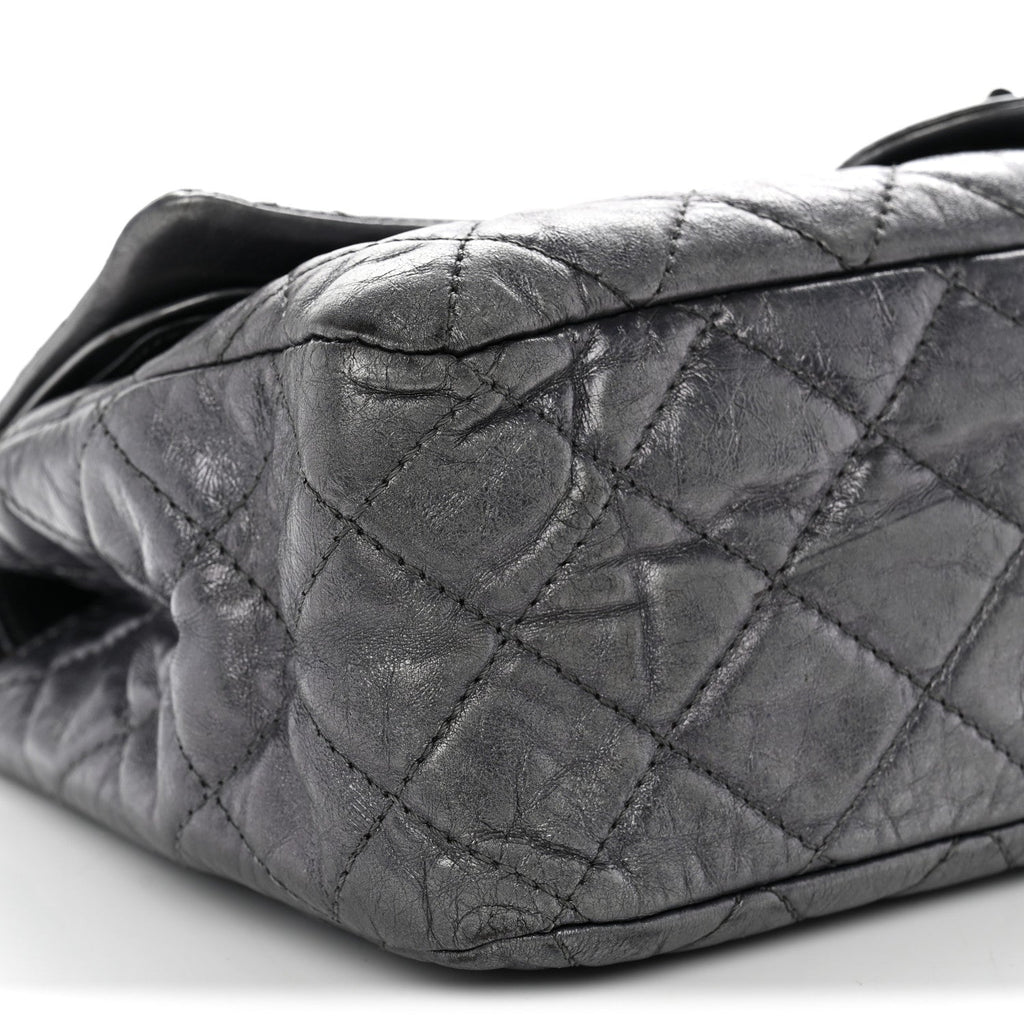 Metallic Aged Calfskin Quilted 2.55 Reissue 227 Flap Dark Silver