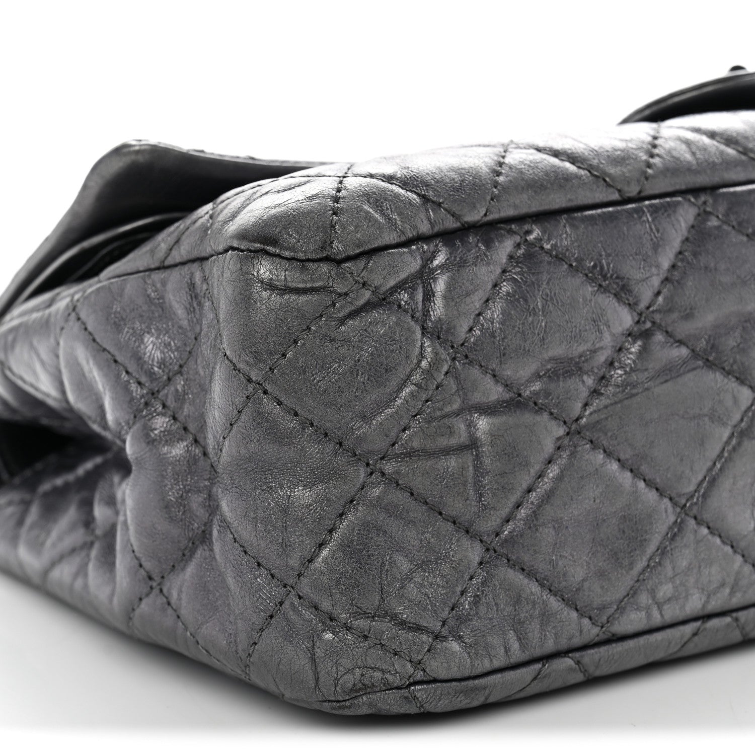 Metallic Aged Calfskin Quilted 2.55 Reissue 227 Flap Dark Silver