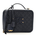 Caviar Quilted Large CC Filigree Vanity Case Navy