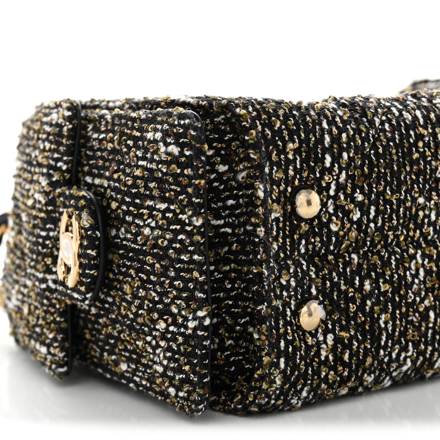 Tweed Quilted Mini Chanel 25 Handbag Black Ivory