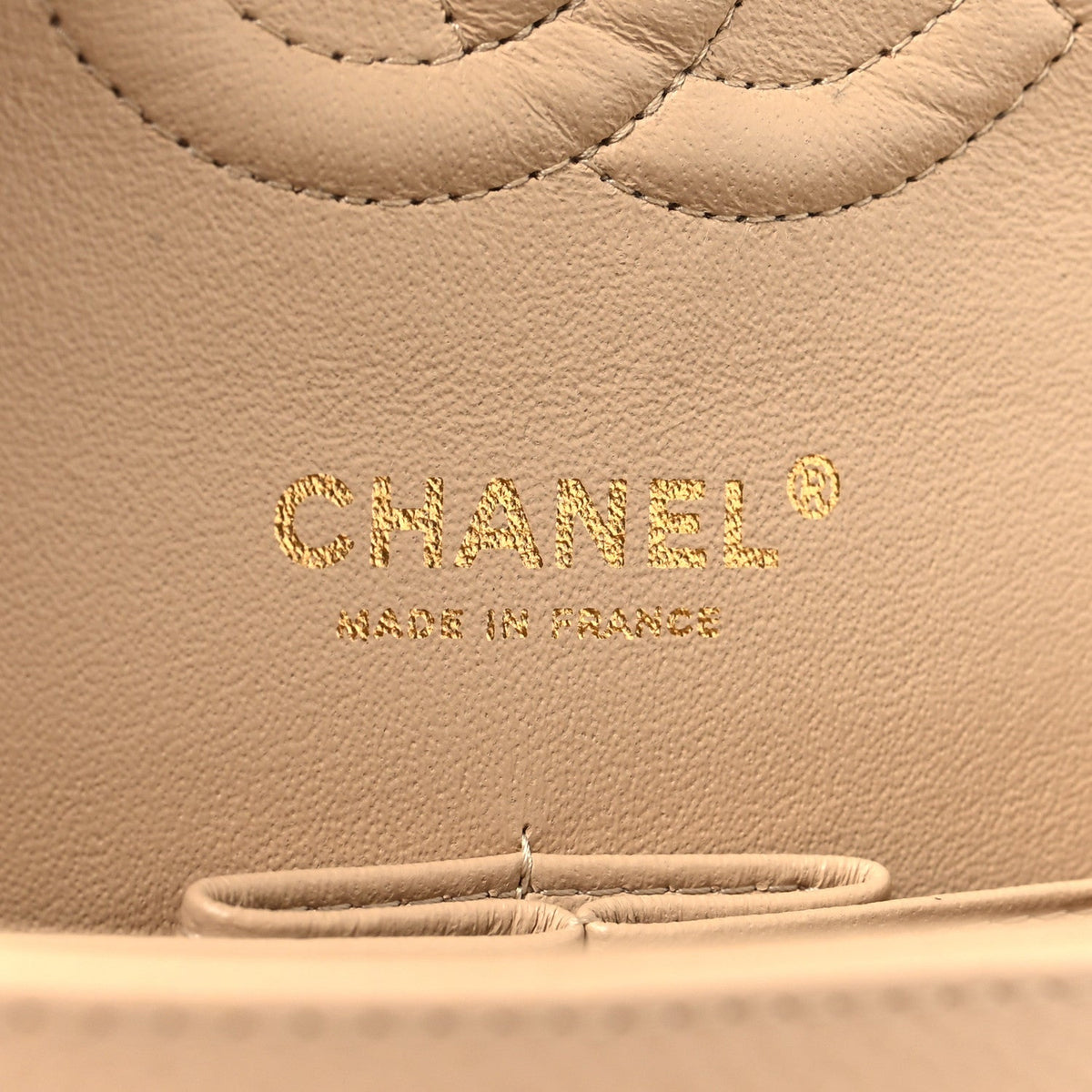 Caviar Quilted Medium Double Flap Beige