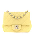 Lambskin Quilted Mini Square Flap Yellow