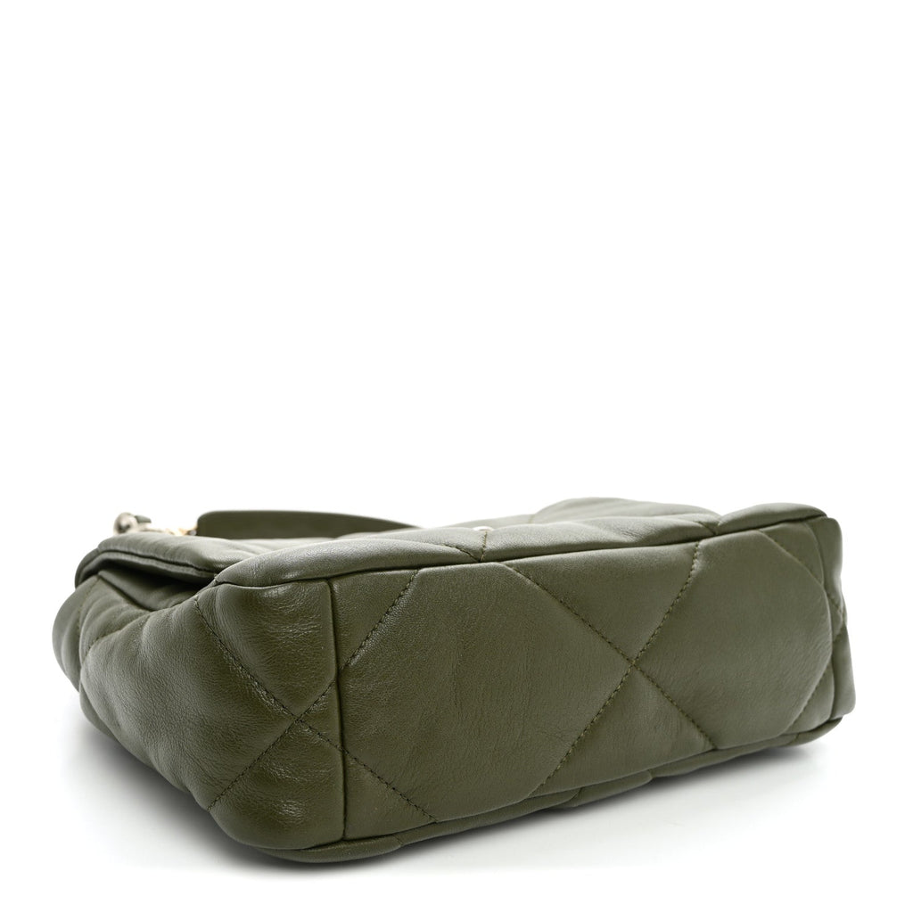 Lambskin Quilted Medium Chanel 19 Flap Khaki