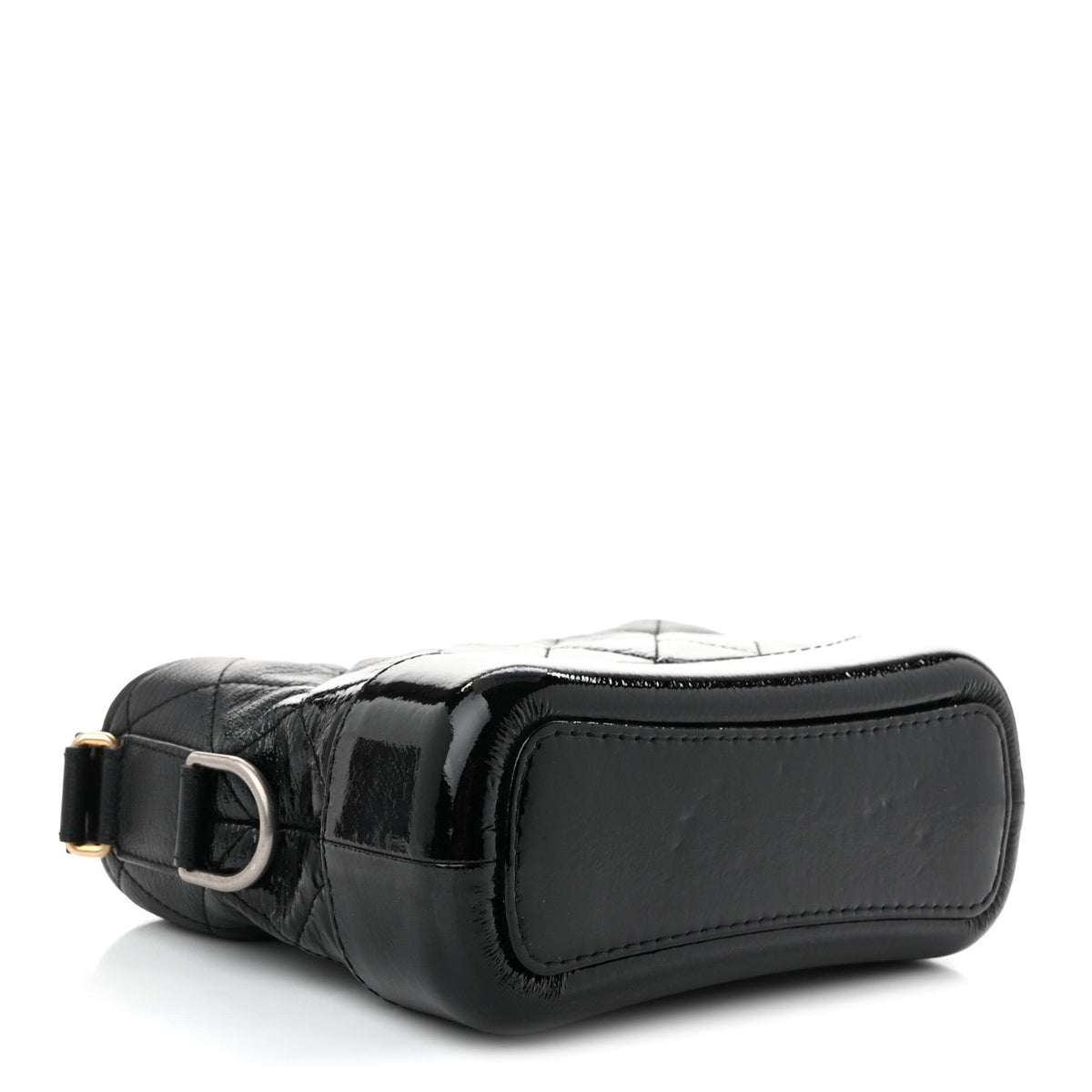 Patent Goatskin Quilted Small Gabrielle Hobo Black