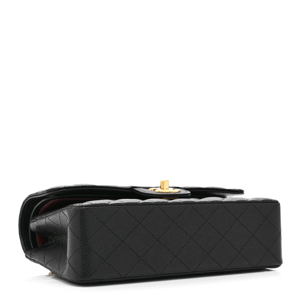 Caviar Quilted Small Double Flap Black