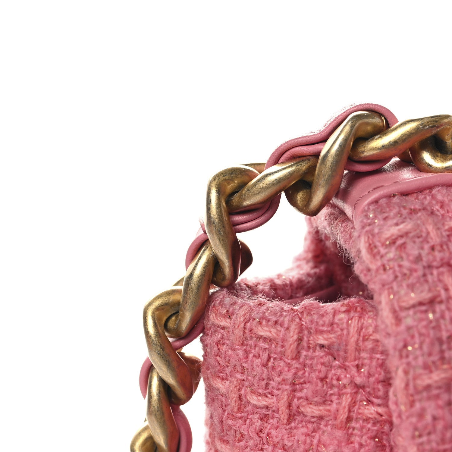 Metallic Tweed Quilted Large Chanel 19 Flap Pink