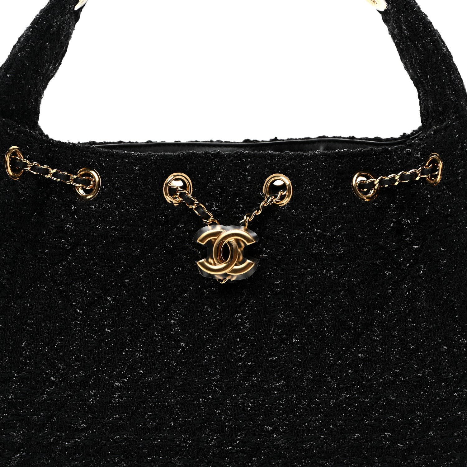 Tweed Quilted Small Chanel 25 Handbag Black