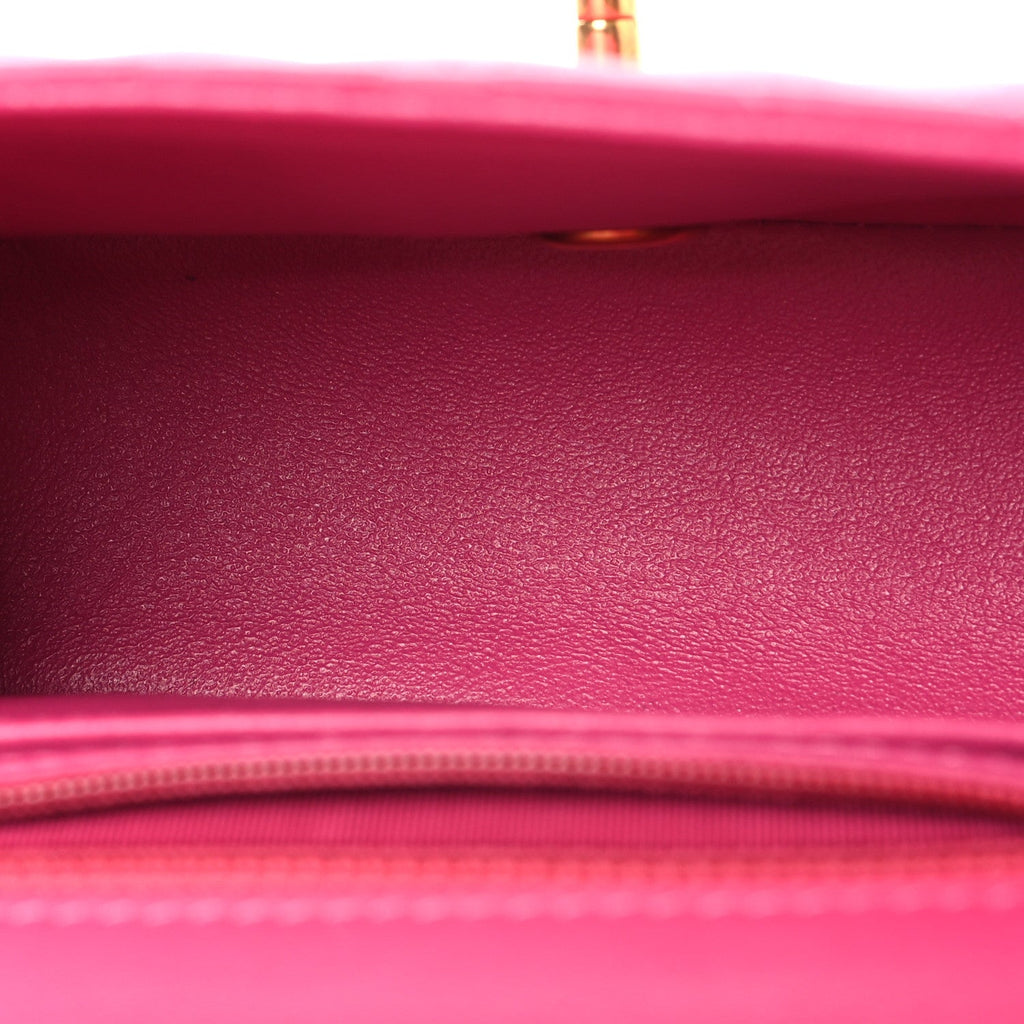 Lambskin Chevron Quilted Mini Square Flap  Pink