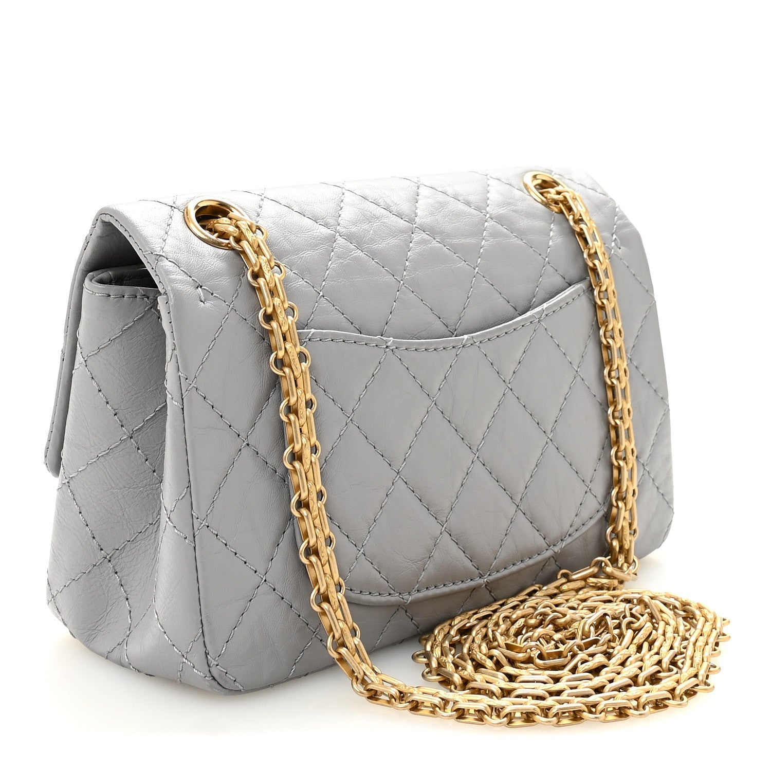 Aged Calfskin Quilted 2.55 Reissue Mini Flap Grey