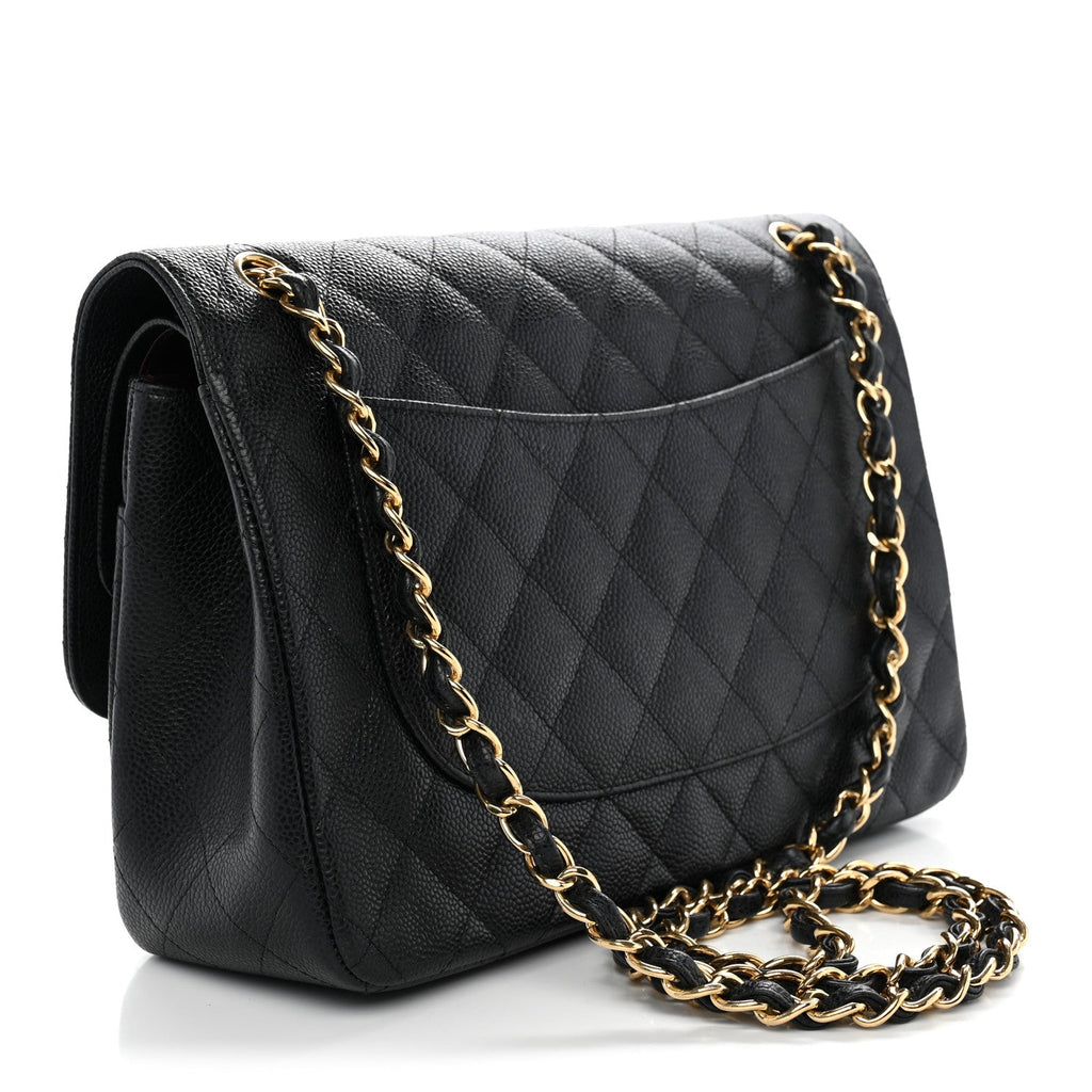 Caviar Quilted Jumbo Double Flap Black