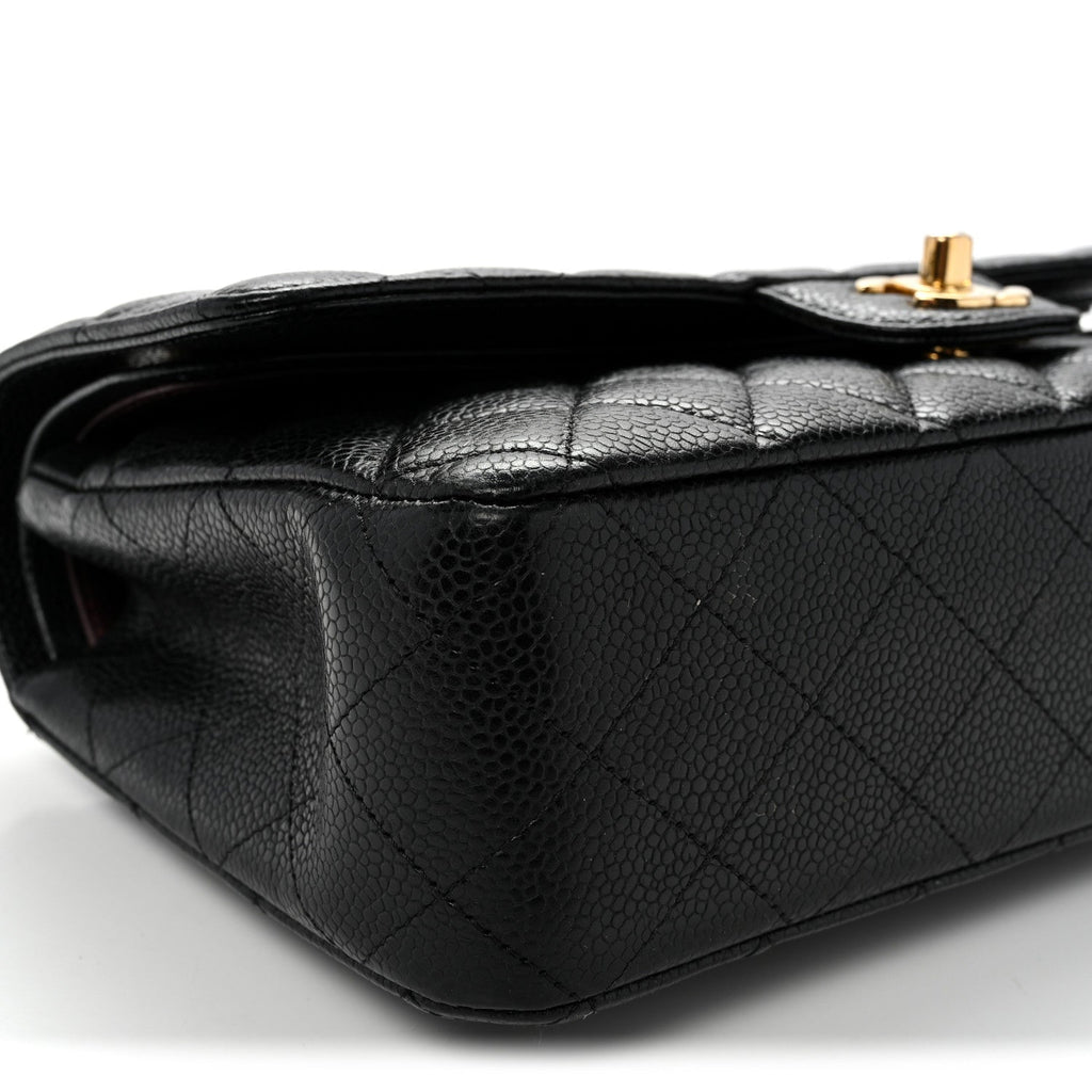 Caviar Quilted Medium Double Flap Black