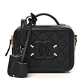 Caviar Quilted Small CC Filigree Vanity Case Black