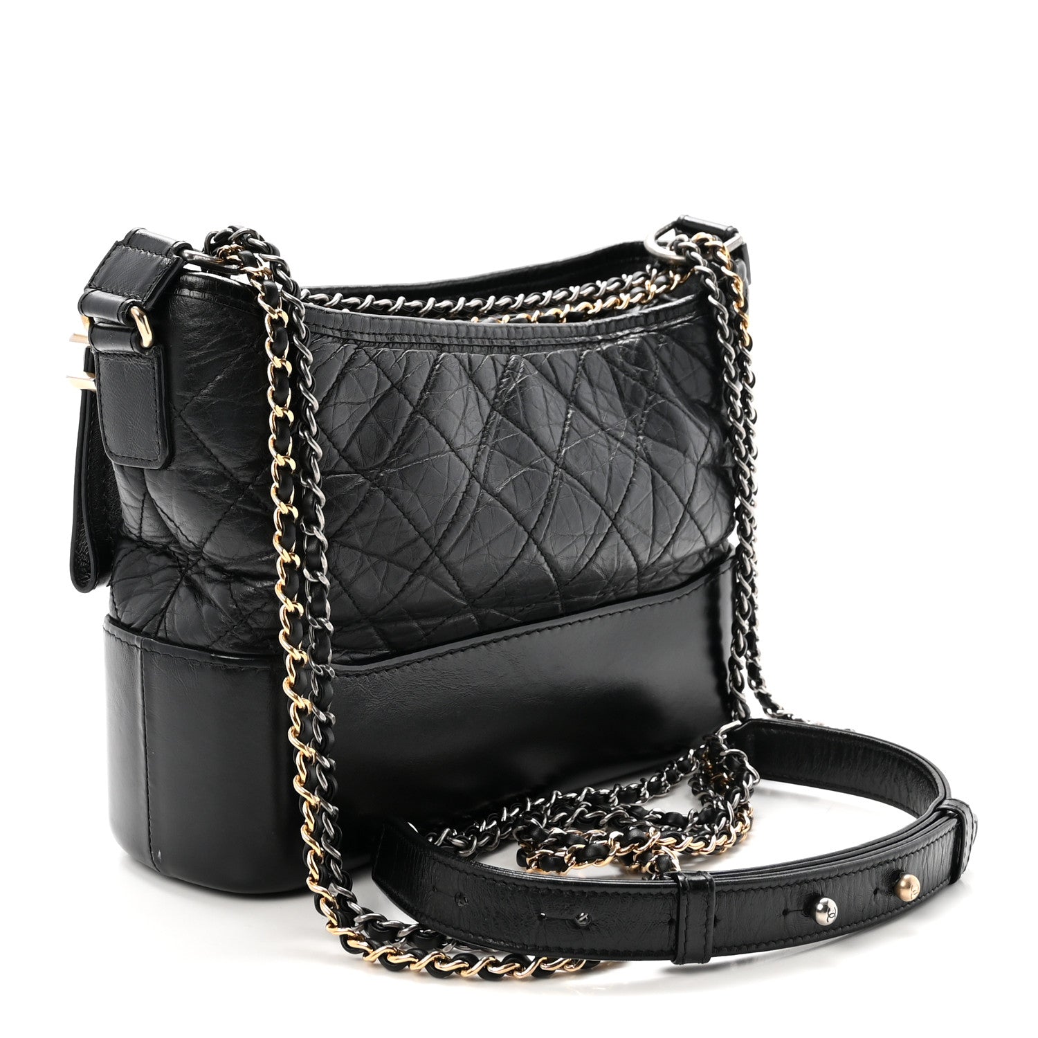 Aged Calfskin Quilted New Medium Gabrielle Hobo Black