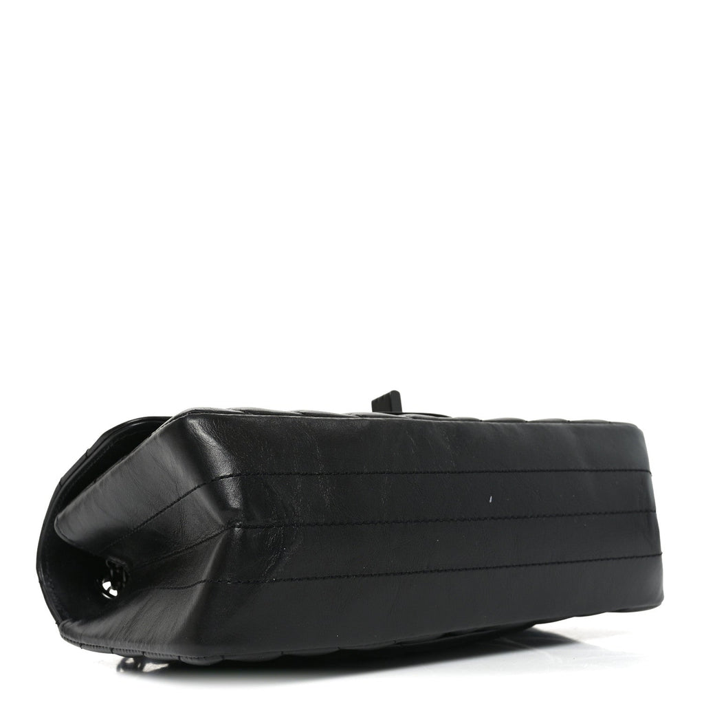 Aged Calfskin Chevron Quilted 2.55 Reissue Mini Flap So Black