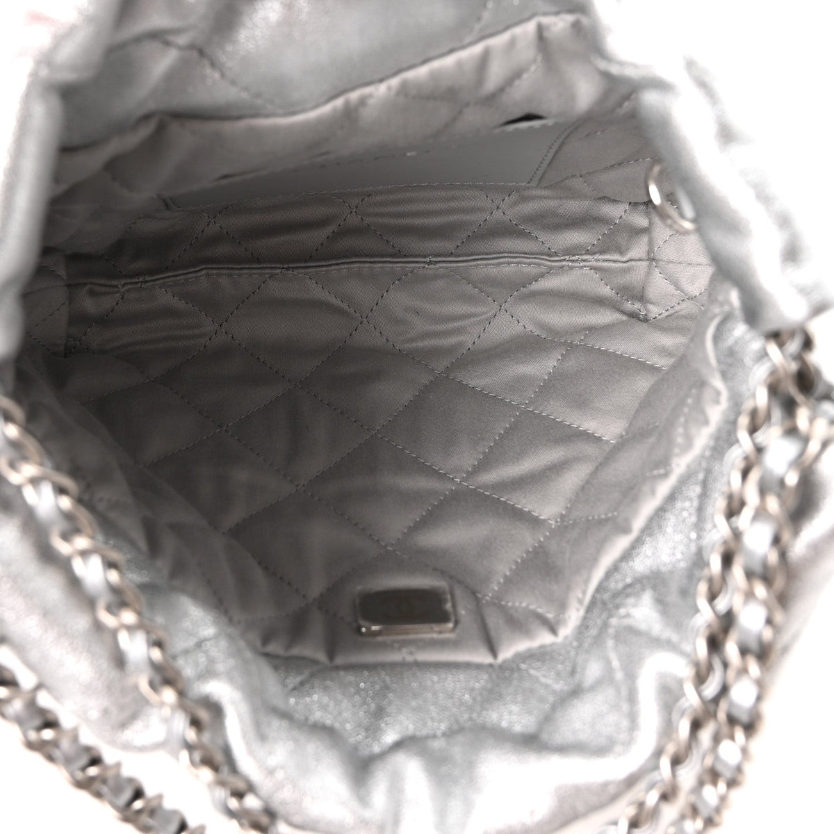 Metallic Lambskin Quilted Mini Chanel 22 Silvery