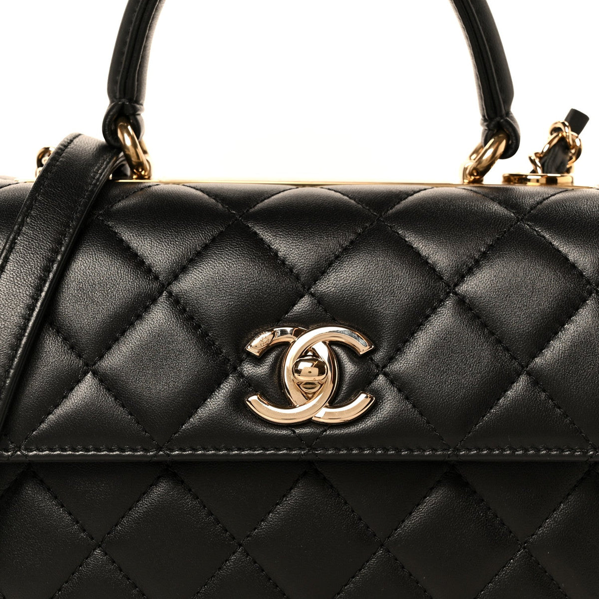 Lambskin Quilted Mini Trendy CC Dual Handle Flap Bag Black