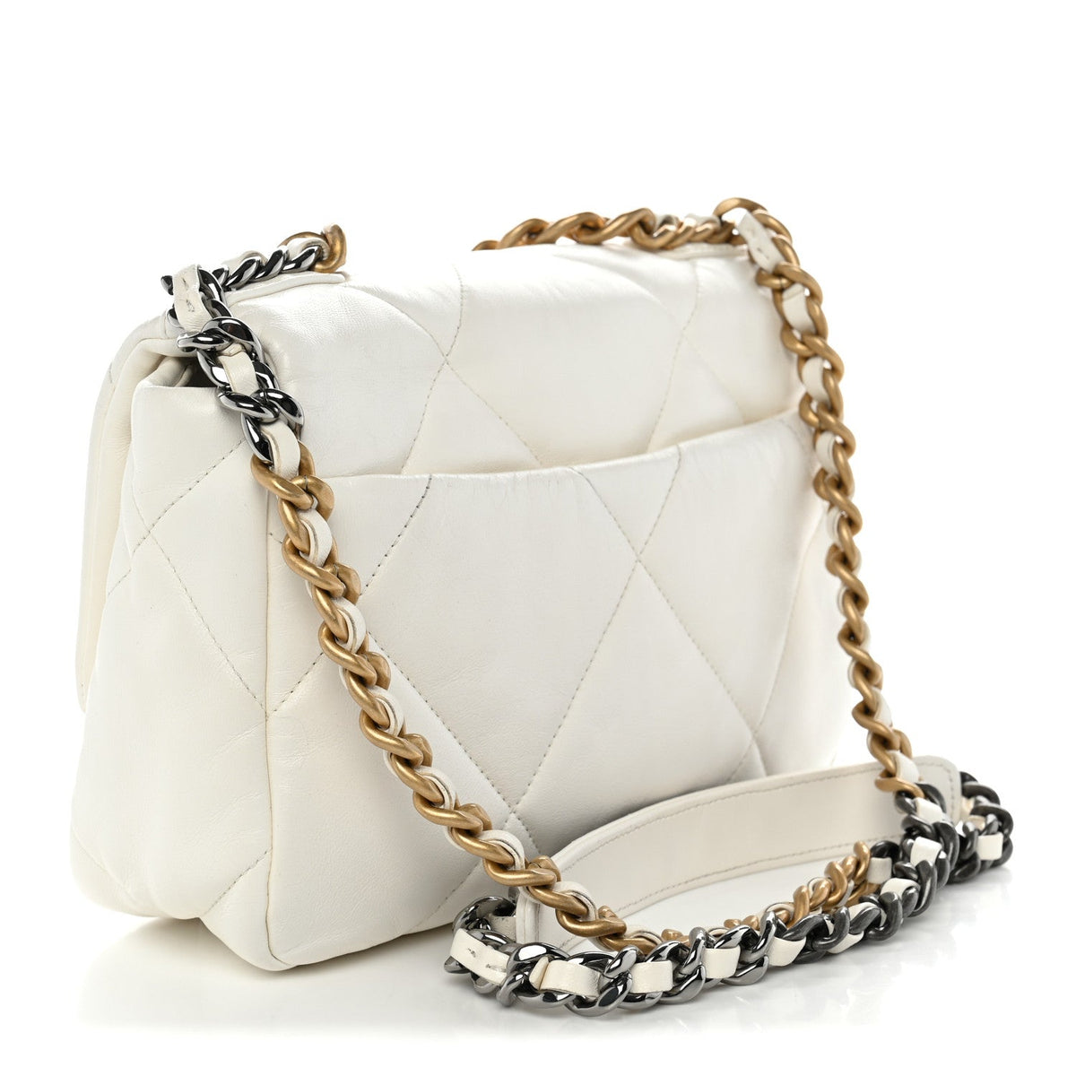 Goatskin Quilted Medium Chanel 19 Flap White