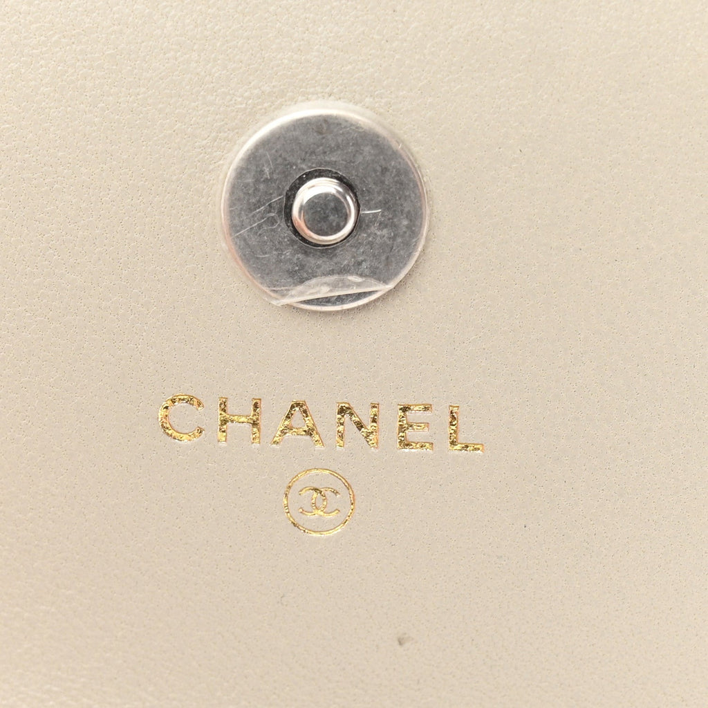 Lambskin Quilted Chanel 19 Flap Coin Purse With Chain Grey