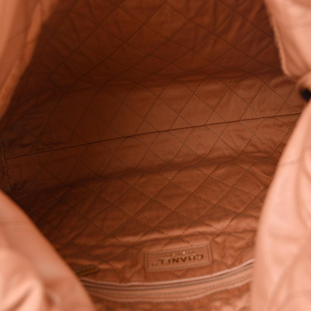 Shiny Calfskin Quilted Chanel 22 Beige